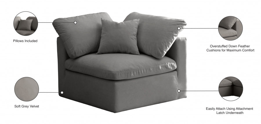 Plush Velvet Upholstered Standard Comfort Modular Corner Chair