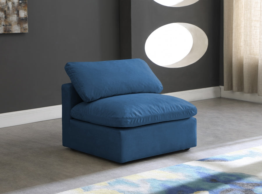 Plush Velvet Upholstered Standard Comfort Modular Armless Chair