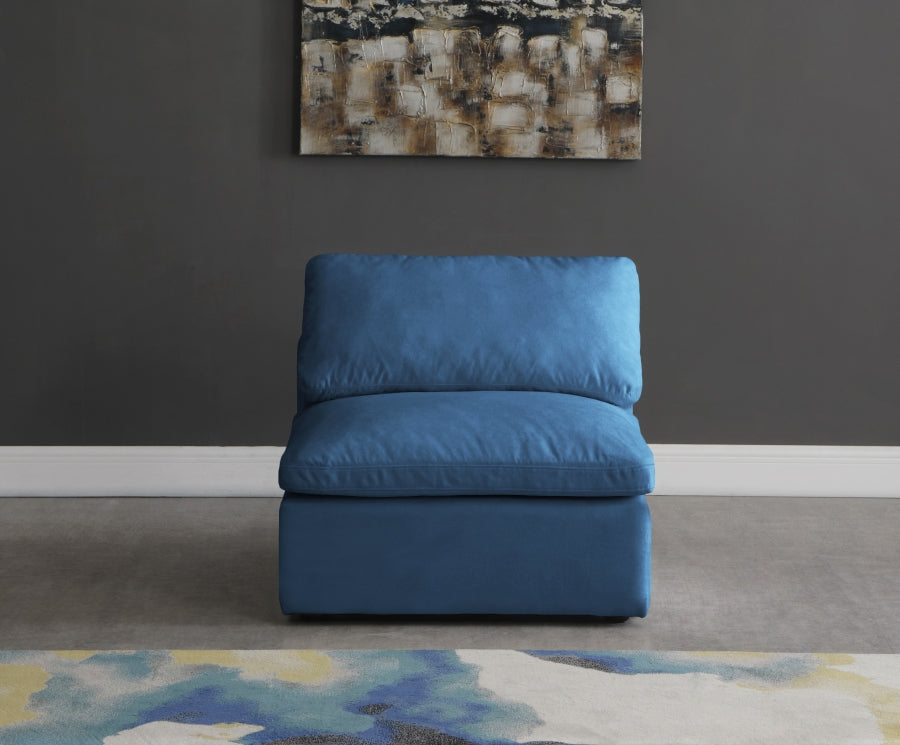 Plush Velvet Upholstered Standard Comfort Modular Armless Chair
