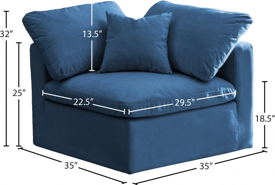Plush Velvet Upholstered Standard Comfort Modular Corner Chair