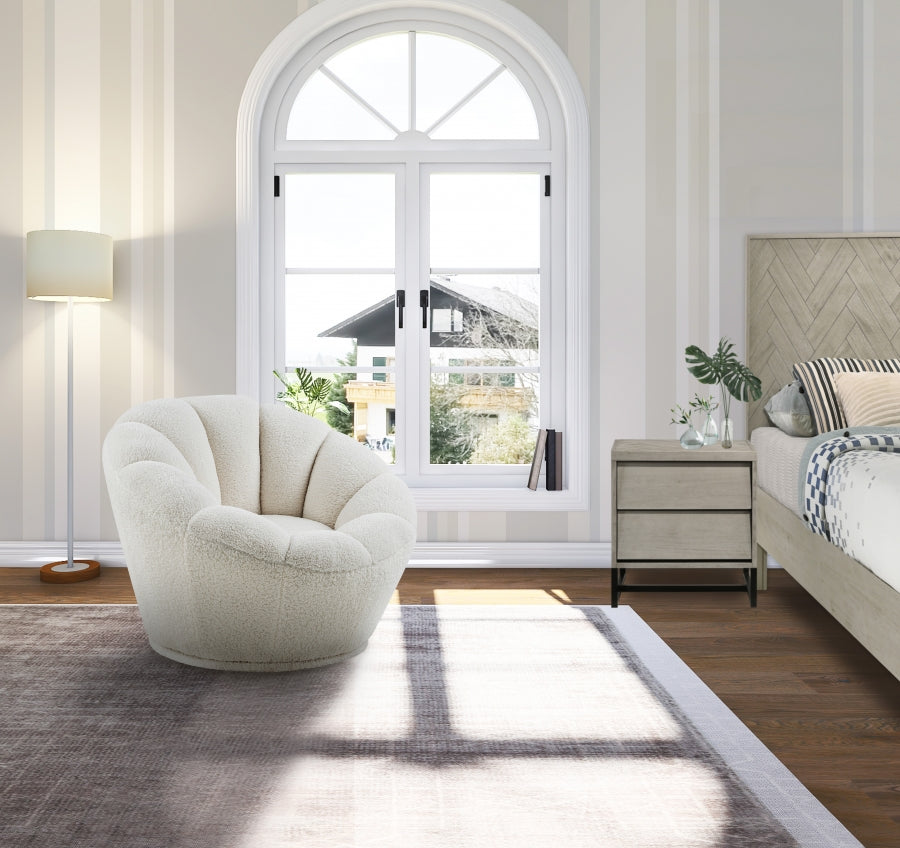 Dream Faux Sheepskin Fur Upholstered Swivel Accent Chair