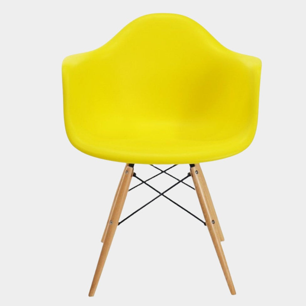 Eames Molded Plastic Armchair (Natural Wood Legs)