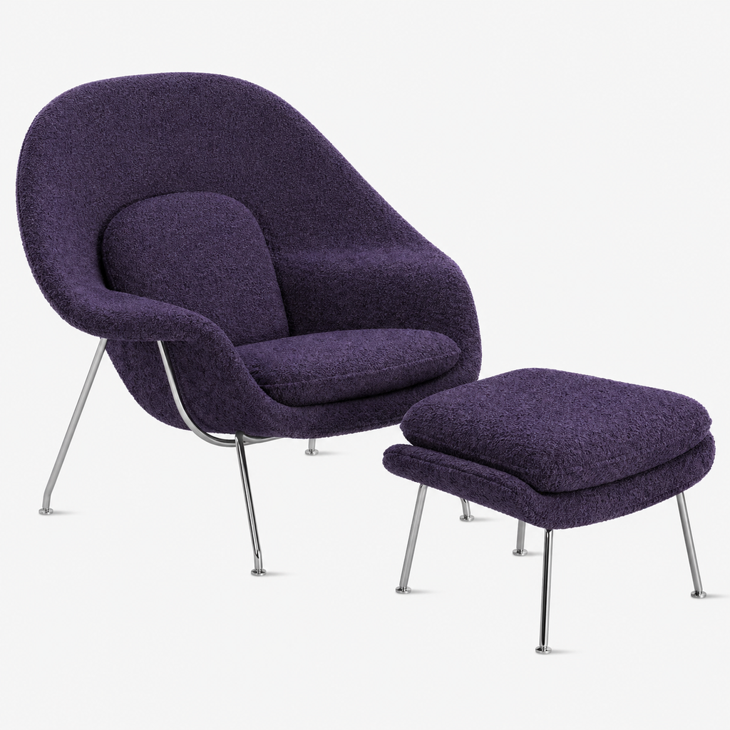Womb Lounge Chair And Ottoman (Boucle Fabric)
