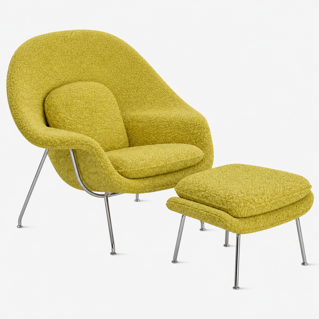 Womb Lounge Chair And Ottoman (Boucle Fabric)