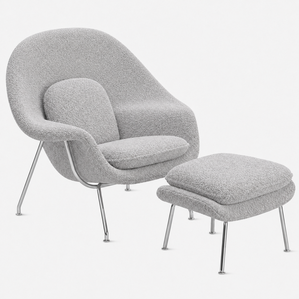Womb Lounge Chair And Ottoman (Boucle Fabric)