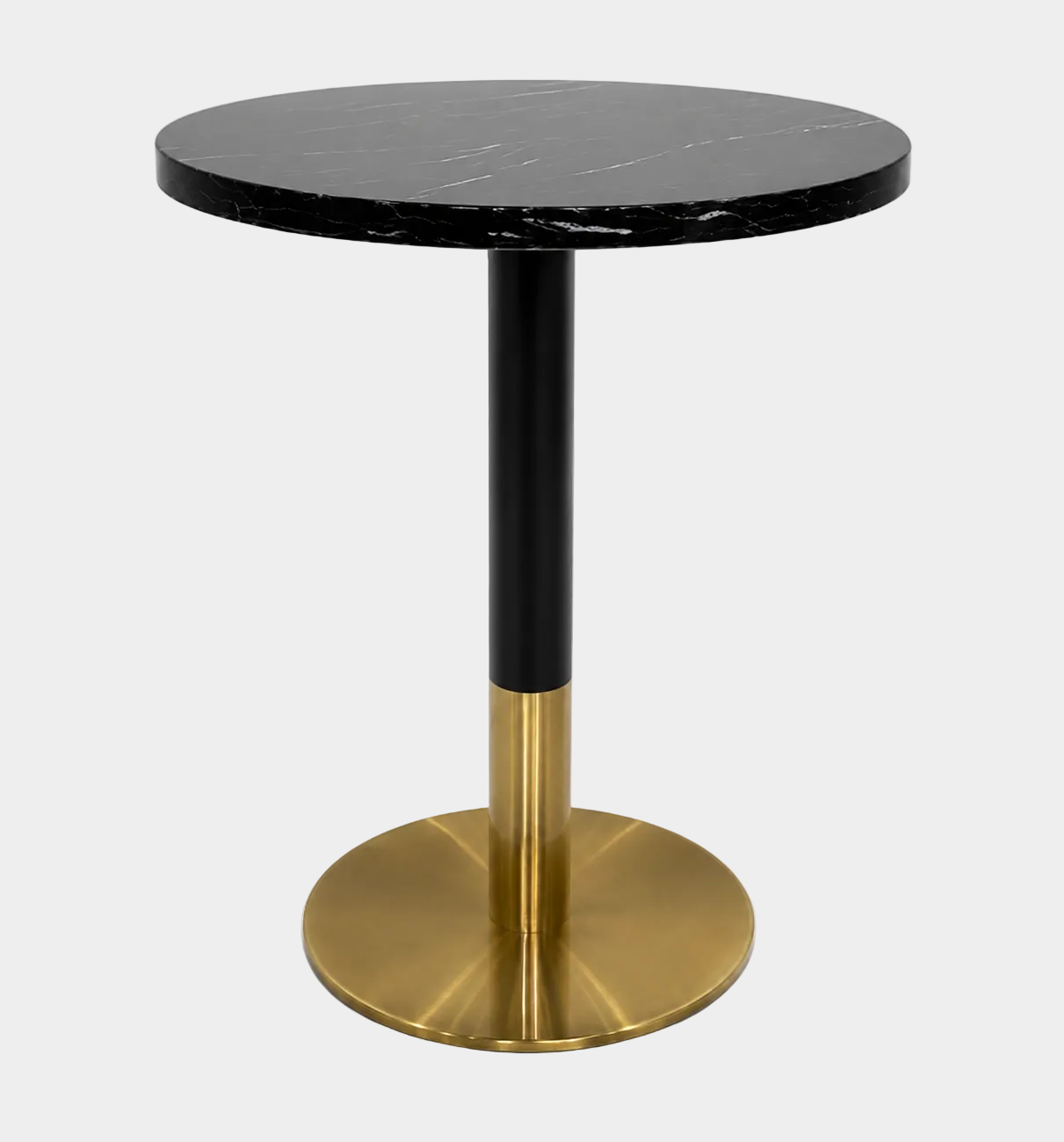 Orbit Continental Tea Round Table Stone Top - Black Pole