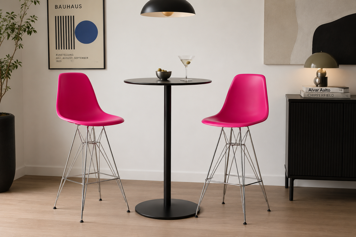 Eames Eiffel Molded Stool with Chrome Legs (27")