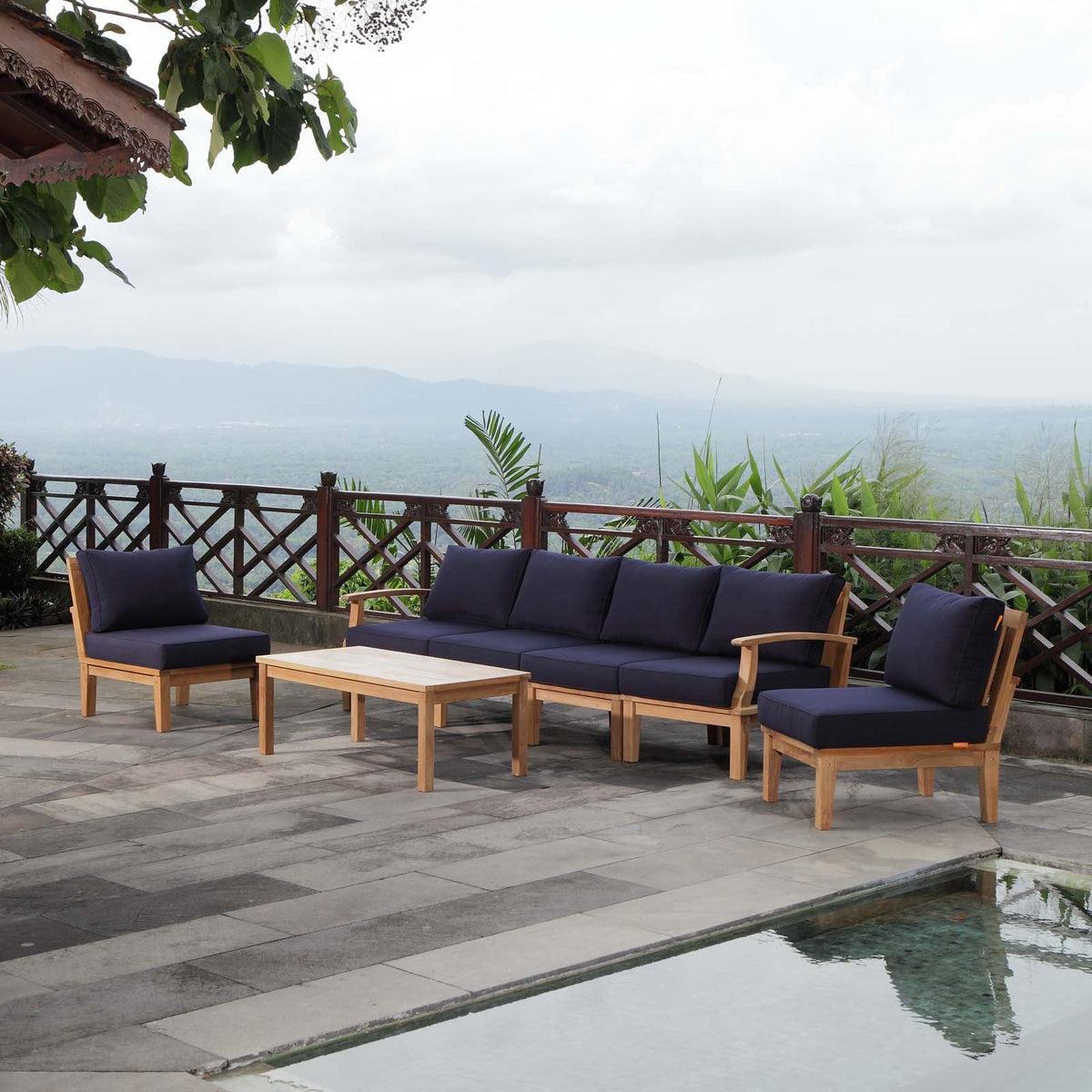 Marina 7 Piece Outdoor Patio Teak Set