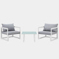 Fortuna 3 Piece Outdoor Patio Sectional Sofa Set in White Gray