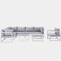 Fortuna 9 Piece Outdoor Patio Sectional Sofa Set in White Gray