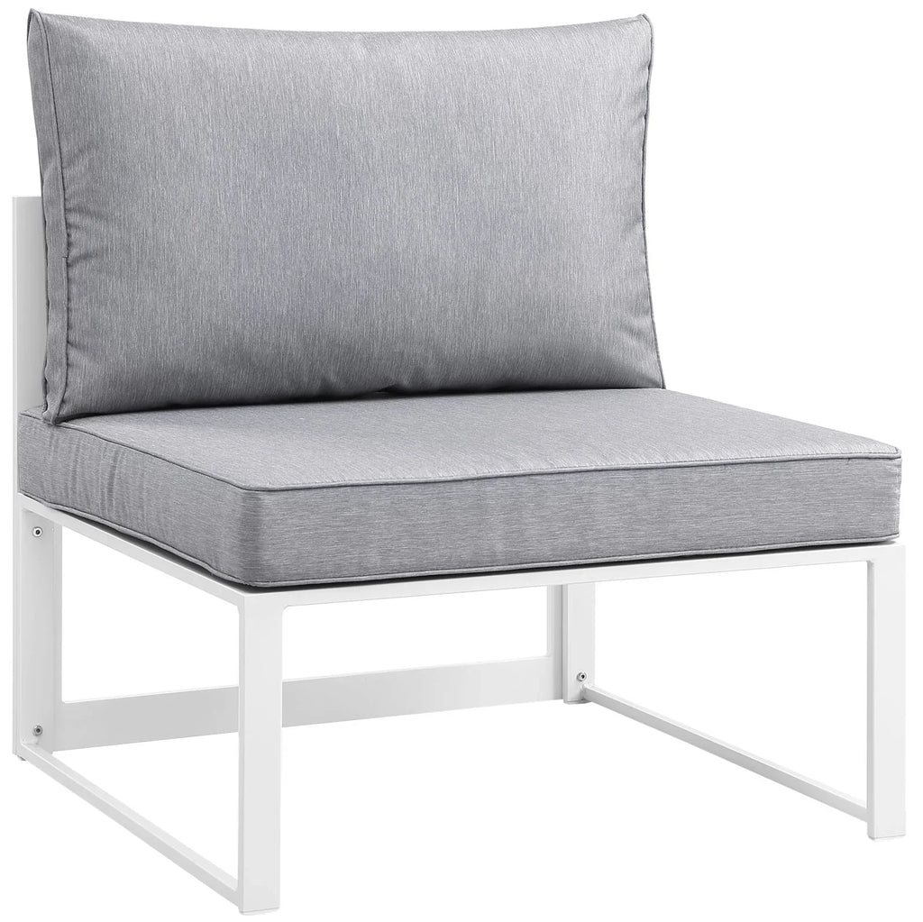 Fortuna 9 Piece Outdoor Patio Sectional Sofa Set in White Gray