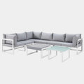 Fortuna 8 Piece Outdoor Patio Sectional Sofa Set in White Gray
