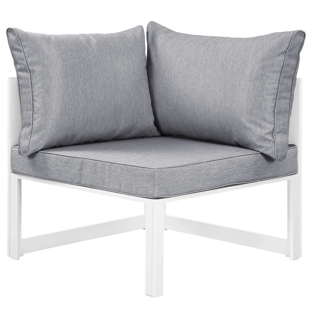 Fortuna 8 Piece Outdoor Patio Sectional Sofa Set in White Gray