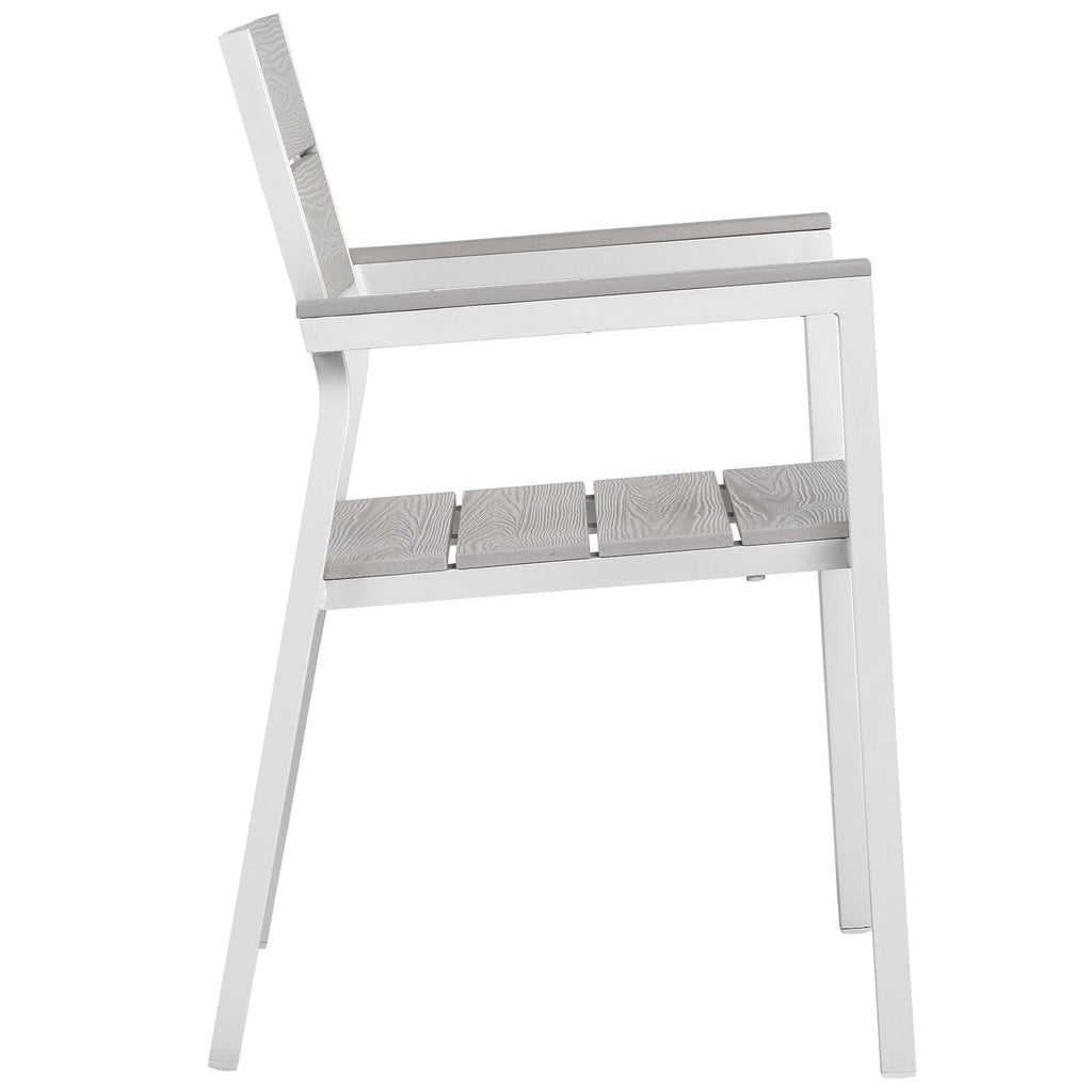 Maine 5 Piece Outdoor Patio Dining Set in White Light Gray