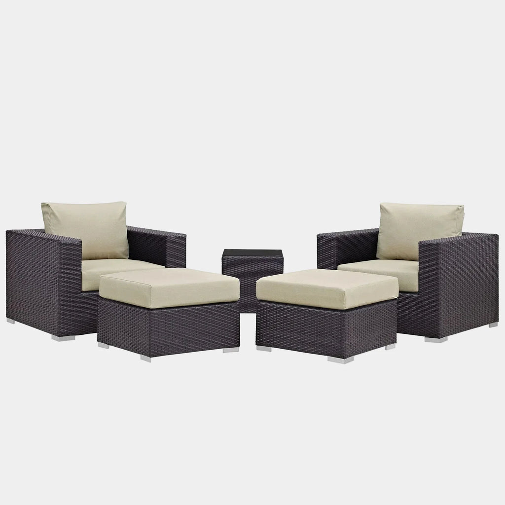 Convene 5 Piece Outdoor Patio Sectional Set