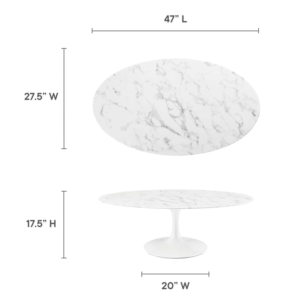 Oval Faux Marble Coffee Table
