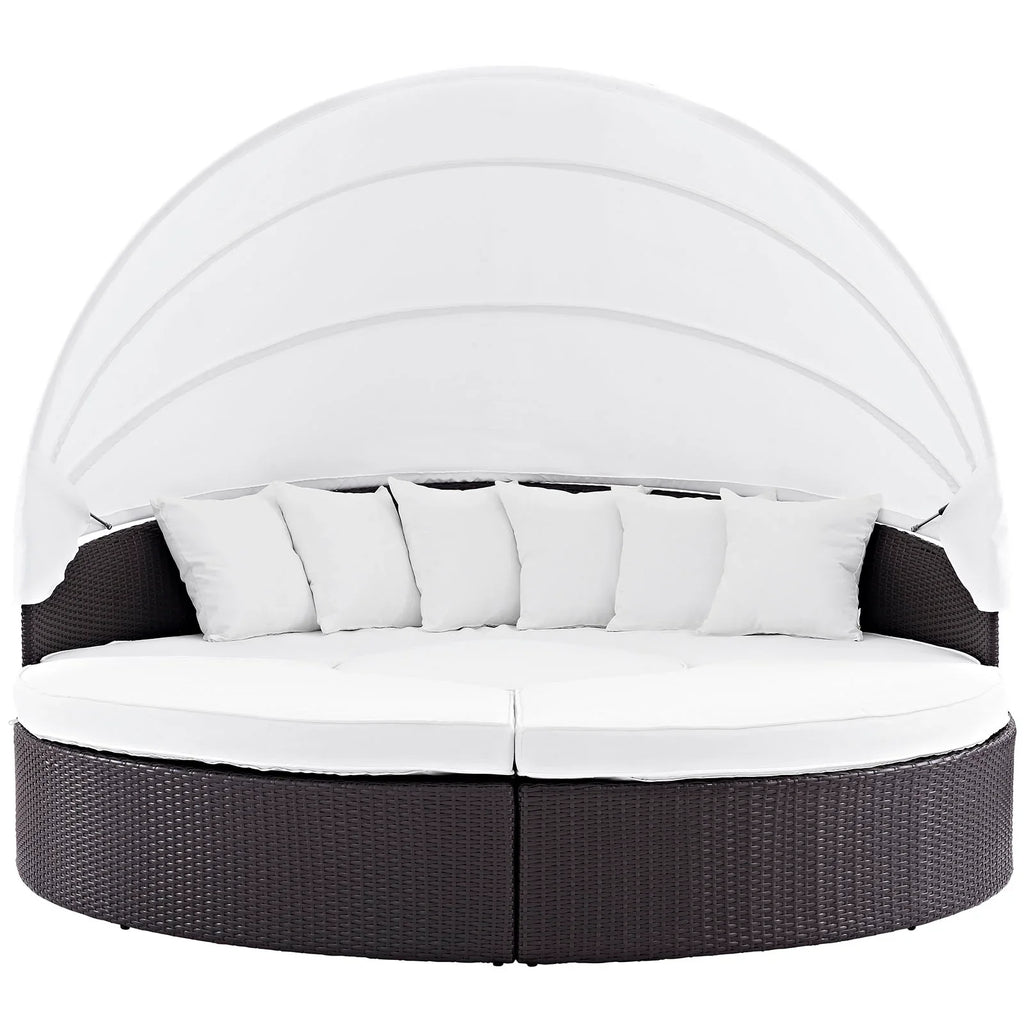Convene Outdoor Patio Wicker Rattan Canopy Sectional Daybed