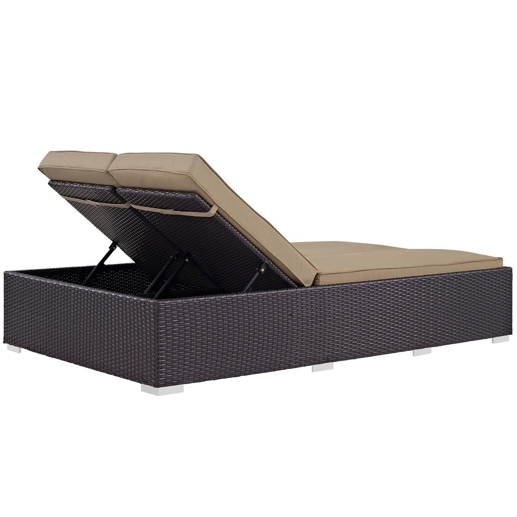 Convene Double Outdoor Patio Chaise in Espresso Mocha
