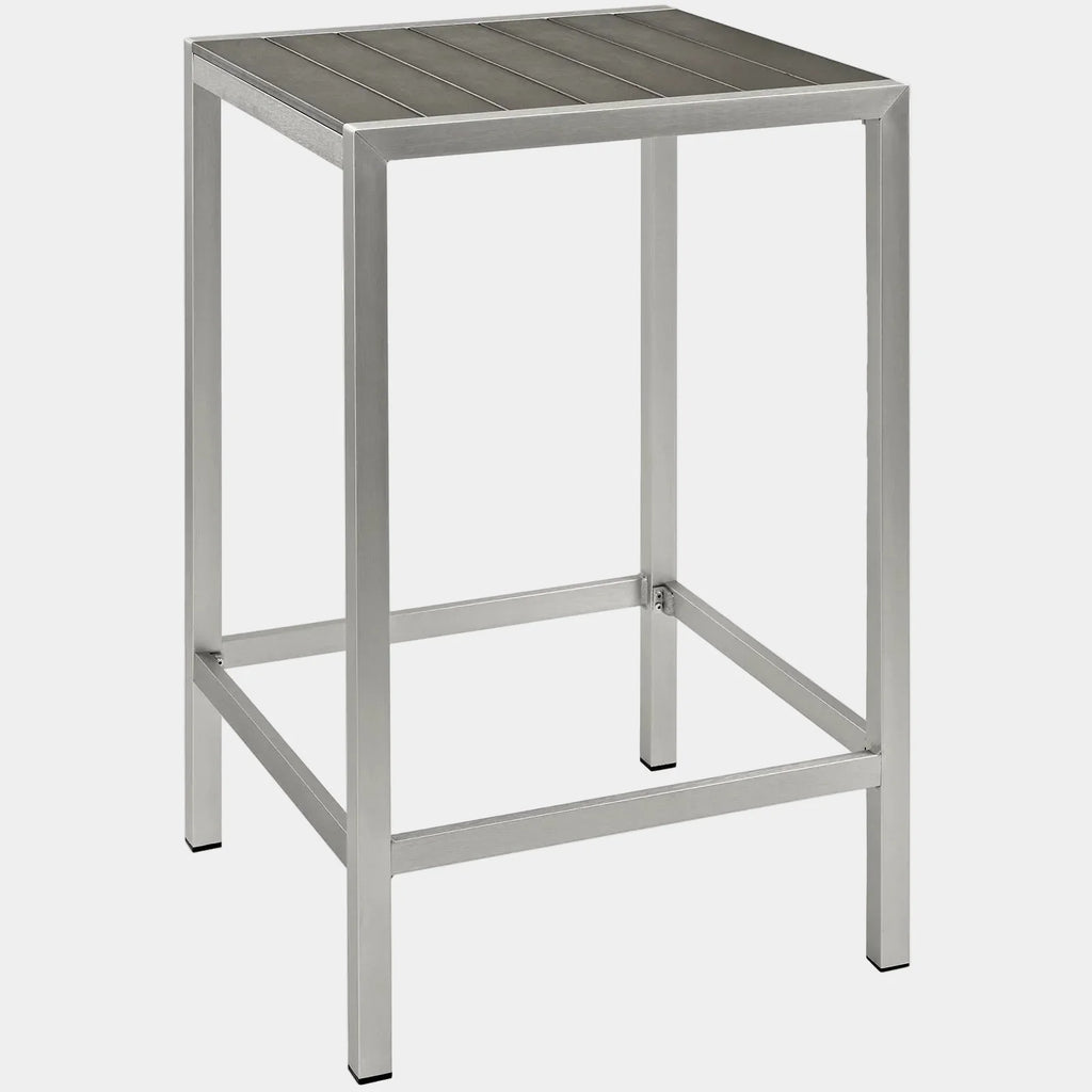 Shore Outdoor Patio Aluminum Bar Table in Silver Gray