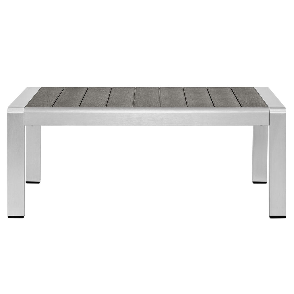 Shore Outdoor Patio Aluminum Coffee Table in Silver Gray