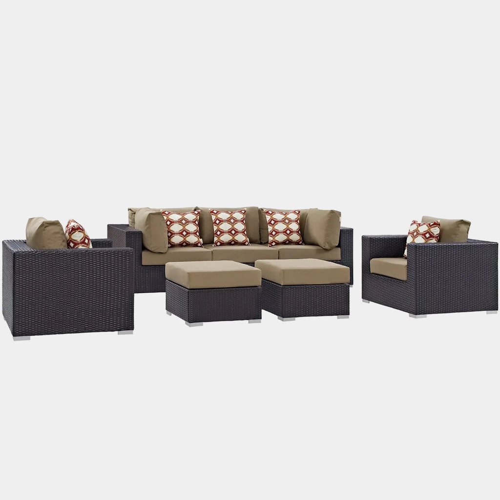 Convene 7 Piece Outdoor Sectional Set in Espresso Mocha