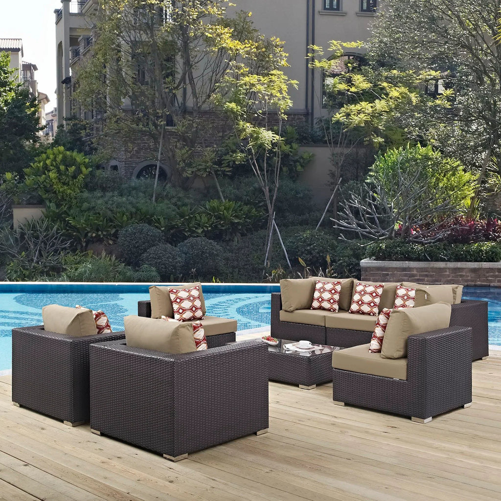 Convene 8 Piece Outdoor Sectional Set in Espresso Mocha