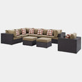 Convene 9 Piece Outdoor Sectional Set in Espresso Mocha
