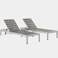 Shore 3 Piece Outdoor Patio Aluminum Set in Silver Gray