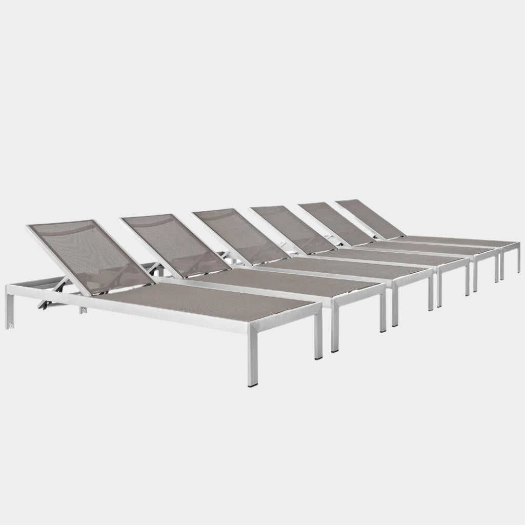 Shore Outdoor Patio Aluminum Chaise Set of 6