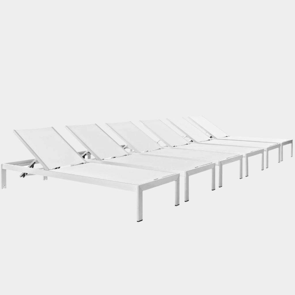 Shore Outdoor Patio Aluminum Chaise Set of 6