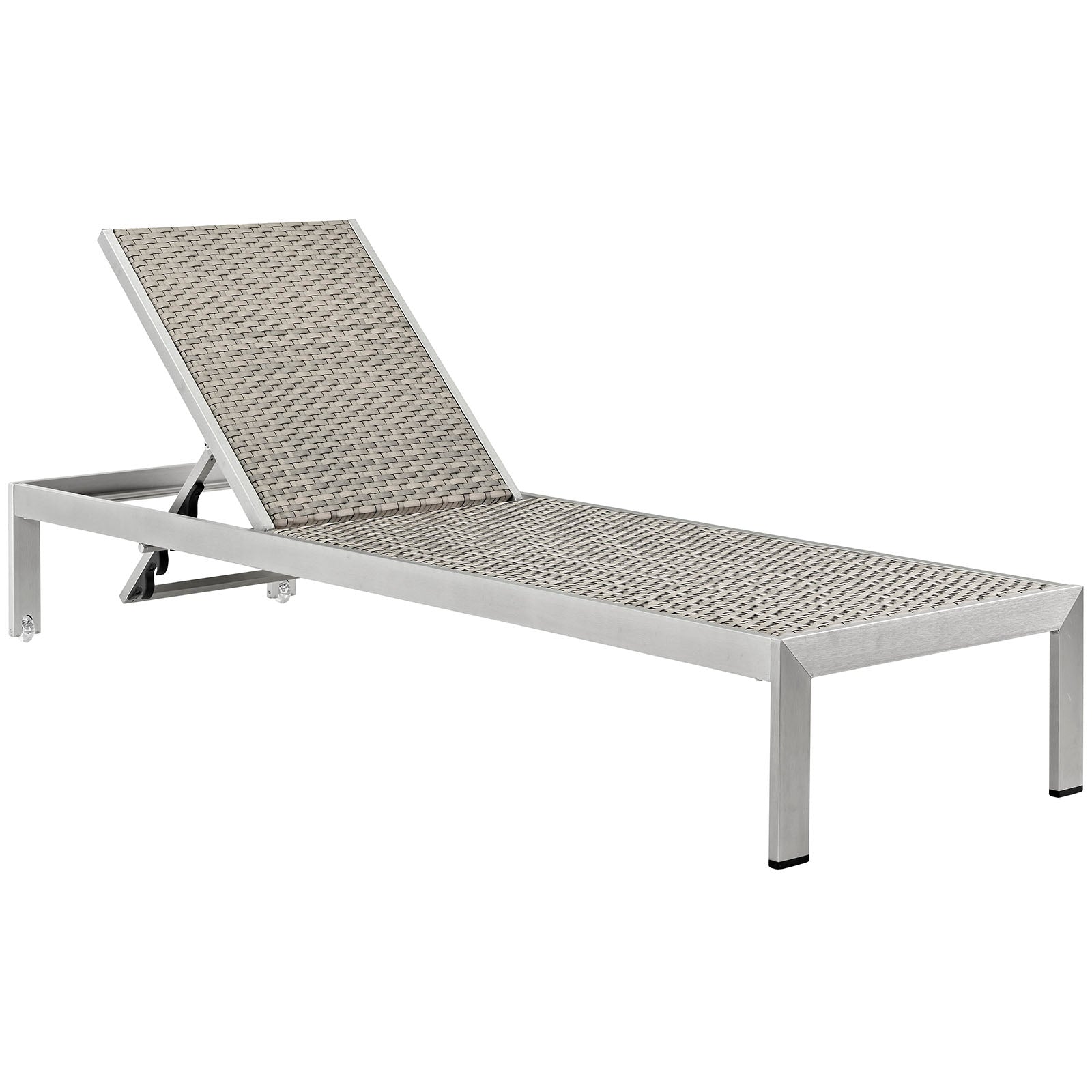 Shore Outdoor Patio Aluminum Chaise Set of 6 in Silver Gray