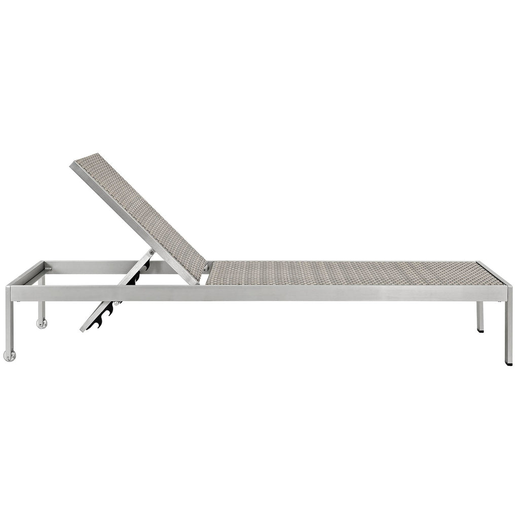 Shore Outdoor Patio Aluminum Chaise Set of 6 in Silver Gray