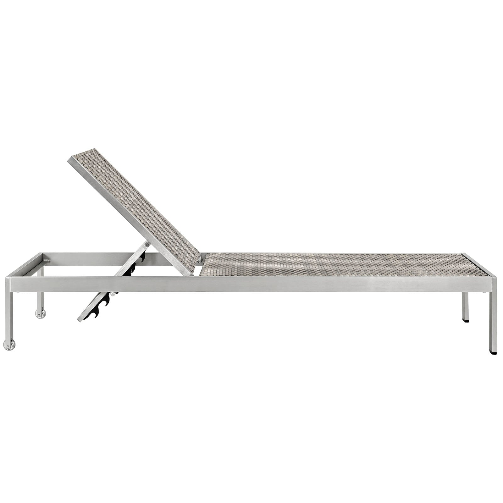Shore Outdoor Patio Aluminum Chaise Set of 6 in Silver Gray