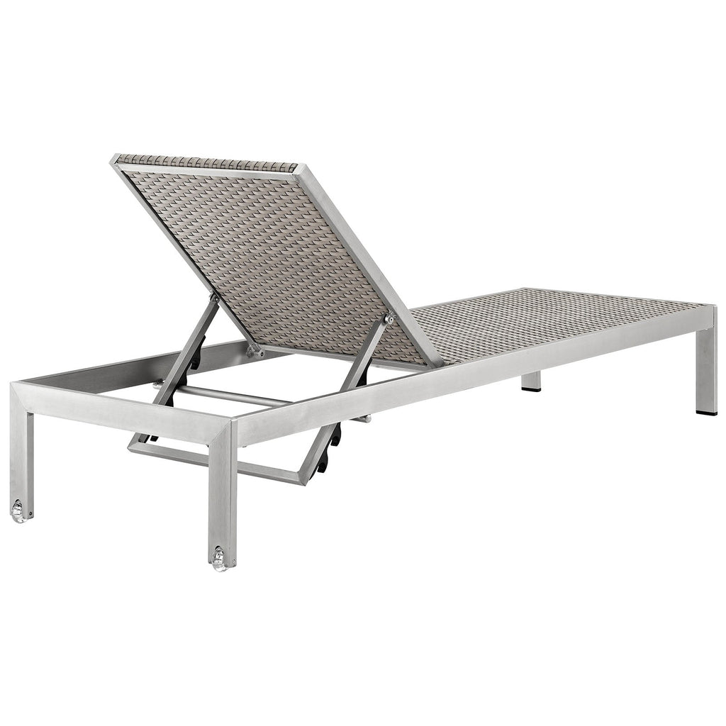 Shore Outdoor Patio Aluminum Chaise Set of 6 in Silver Gray