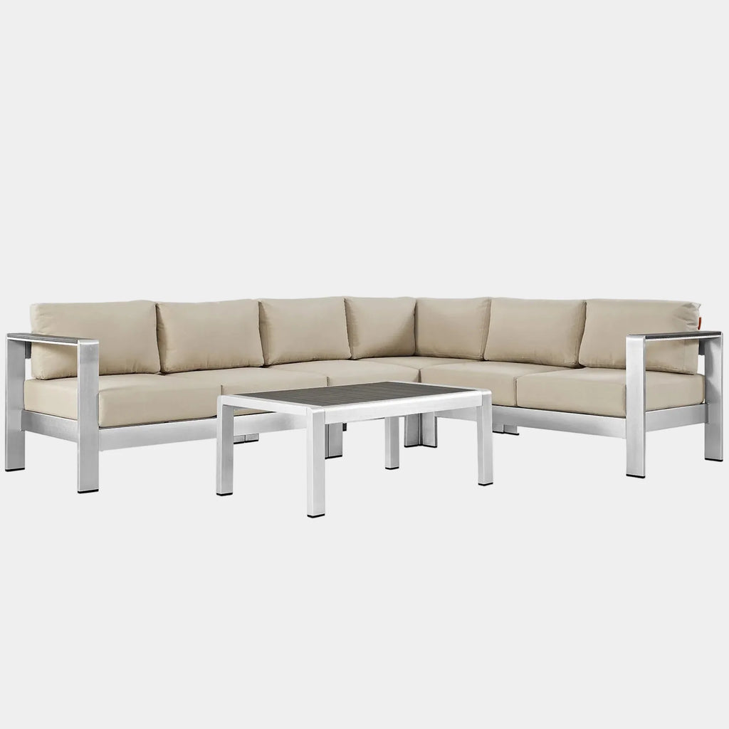 Shore 5 Piece Outdoor Aluminum Sectional Sofa Set