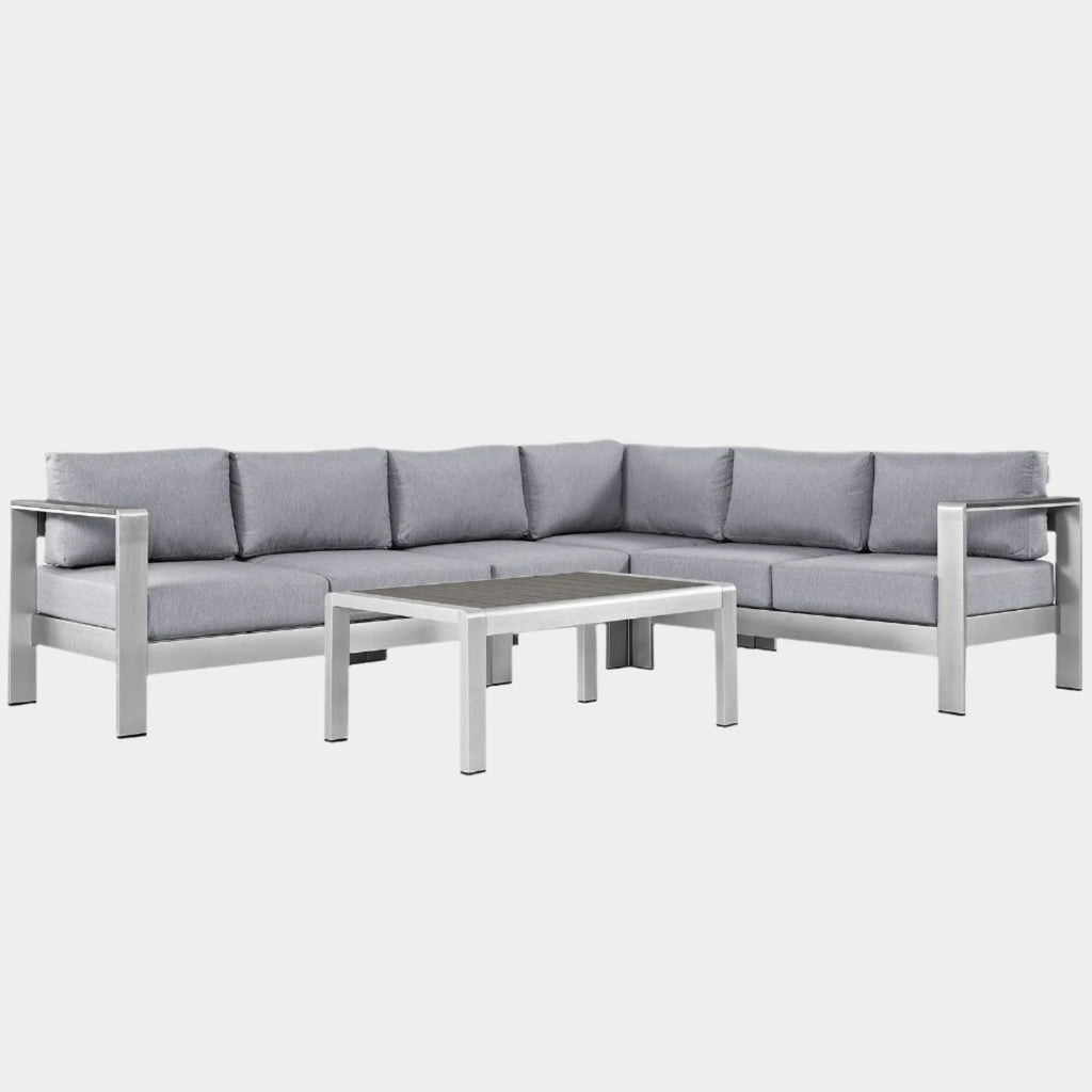 Shore 5 Piece Outdoor Aluminum Sectional Sofa Set