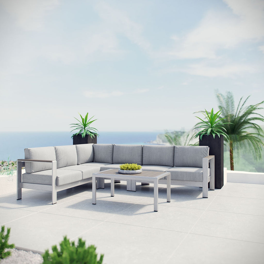 Shore 5 Piece Outdoor Aluminum Sectional Sofa Set