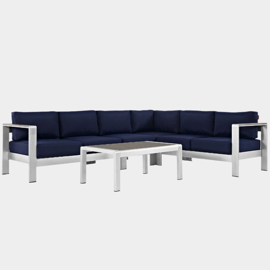 Shore 5 Piece Outdoor Aluminum Sectional Sofa Set