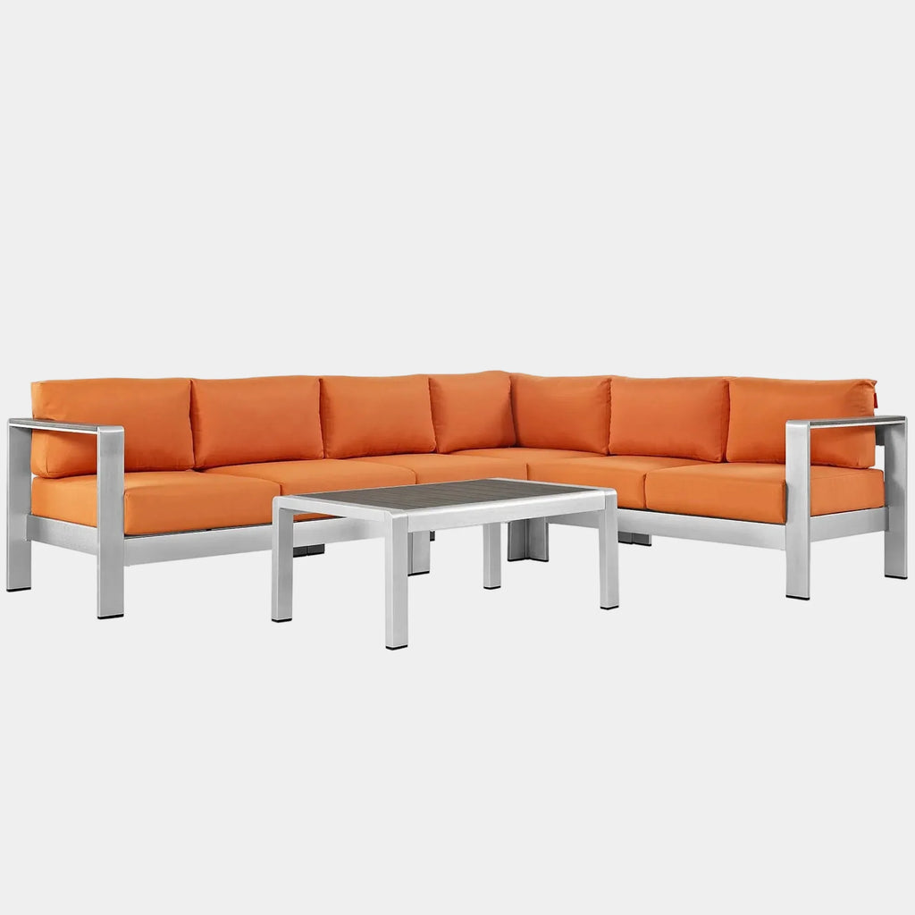 Shore 5 Piece Outdoor Aluminum Sectional Sofa Set