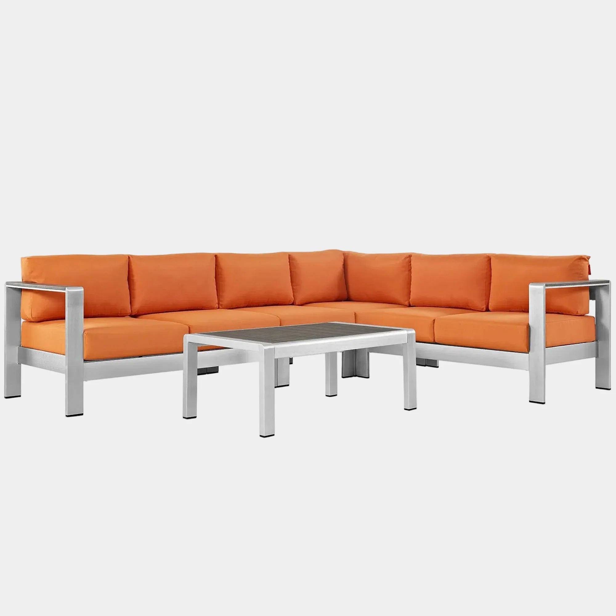 Shore 5 Piece Outdoor Aluminum Sectional Sofa Set