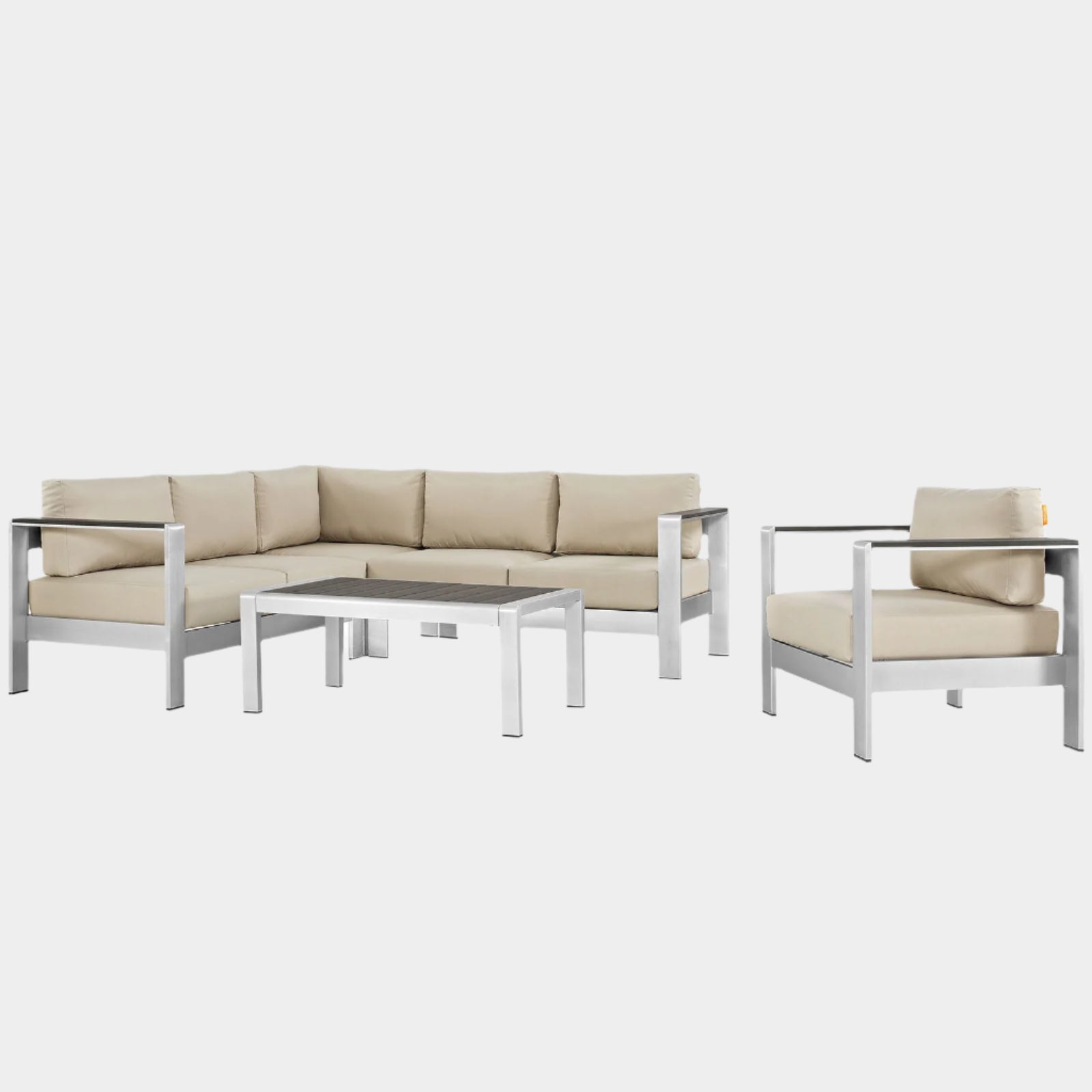 Shore 5 Piece Outdoor Aluminum Sectional Sofa Set