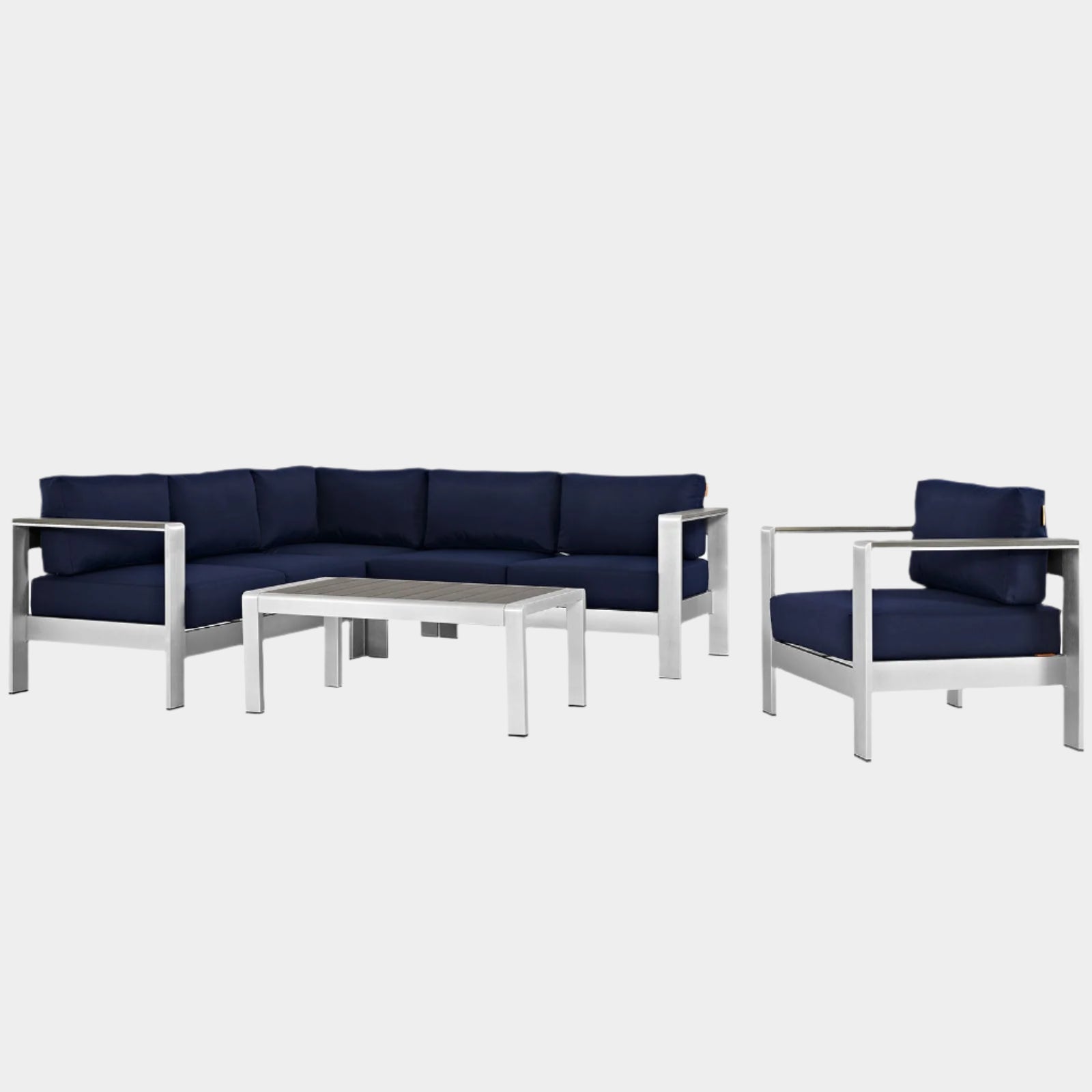 Shore 5 Piece Outdoor Aluminum Sectional Sofa Set
