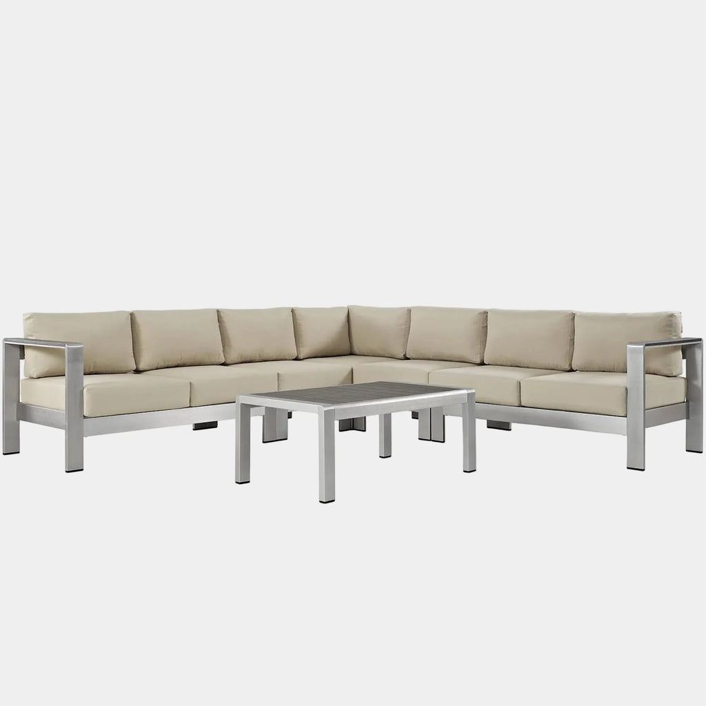 Shore 6 Piece Outdoor Aluminum Sectional Sofa Set