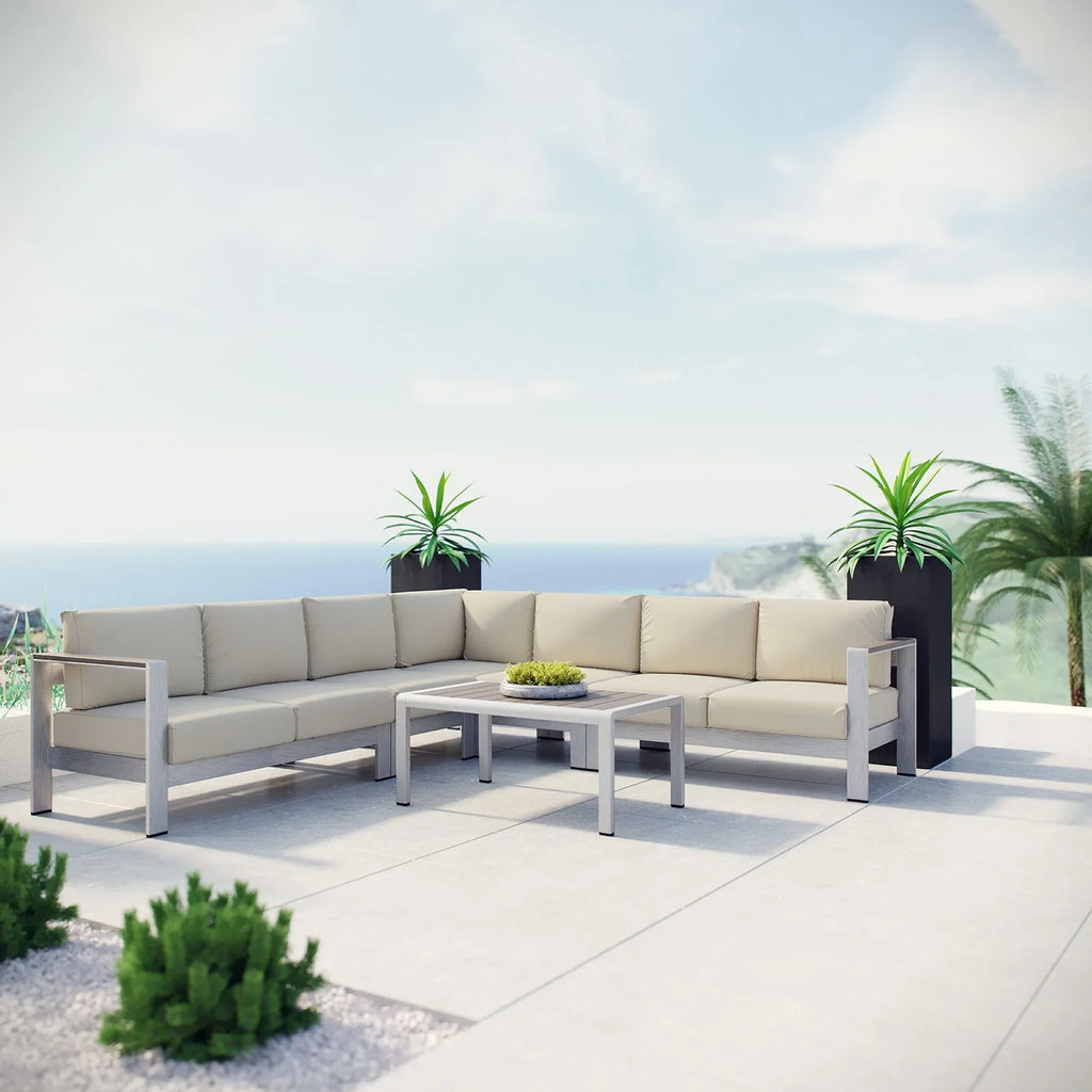 Shore 6 Piece Outdoor Aluminum Sectional Sofa Set