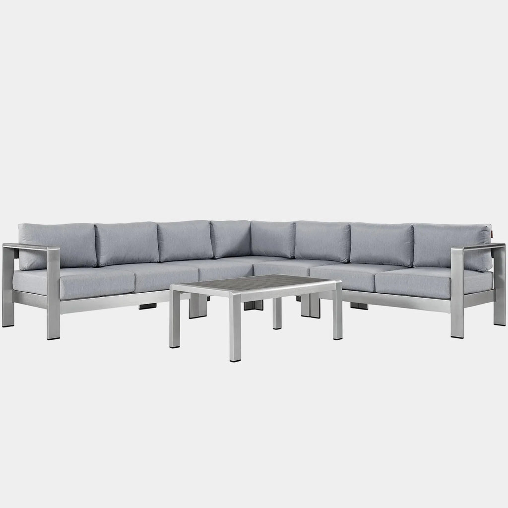 Shore 6 Piece Outdoor Aluminum Sectional Sofa Set