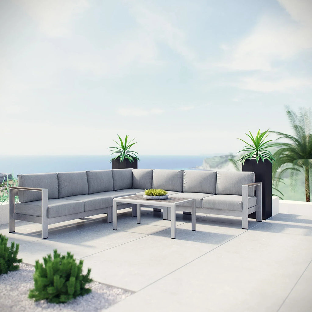 Shore 6 Piece Outdoor Aluminum Sectional Sofa Set
