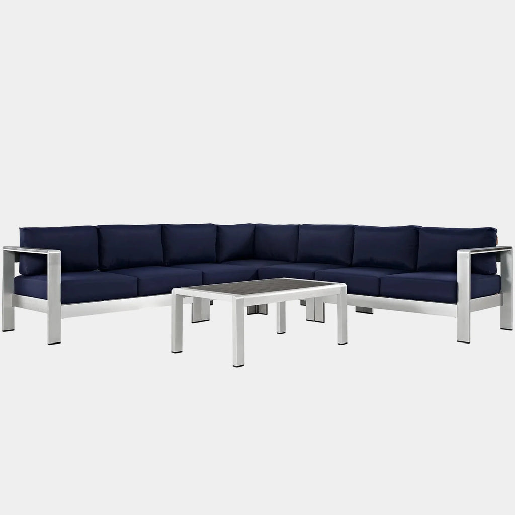Shore 6 Piece Outdoor Aluminum Sectional Sofa Set