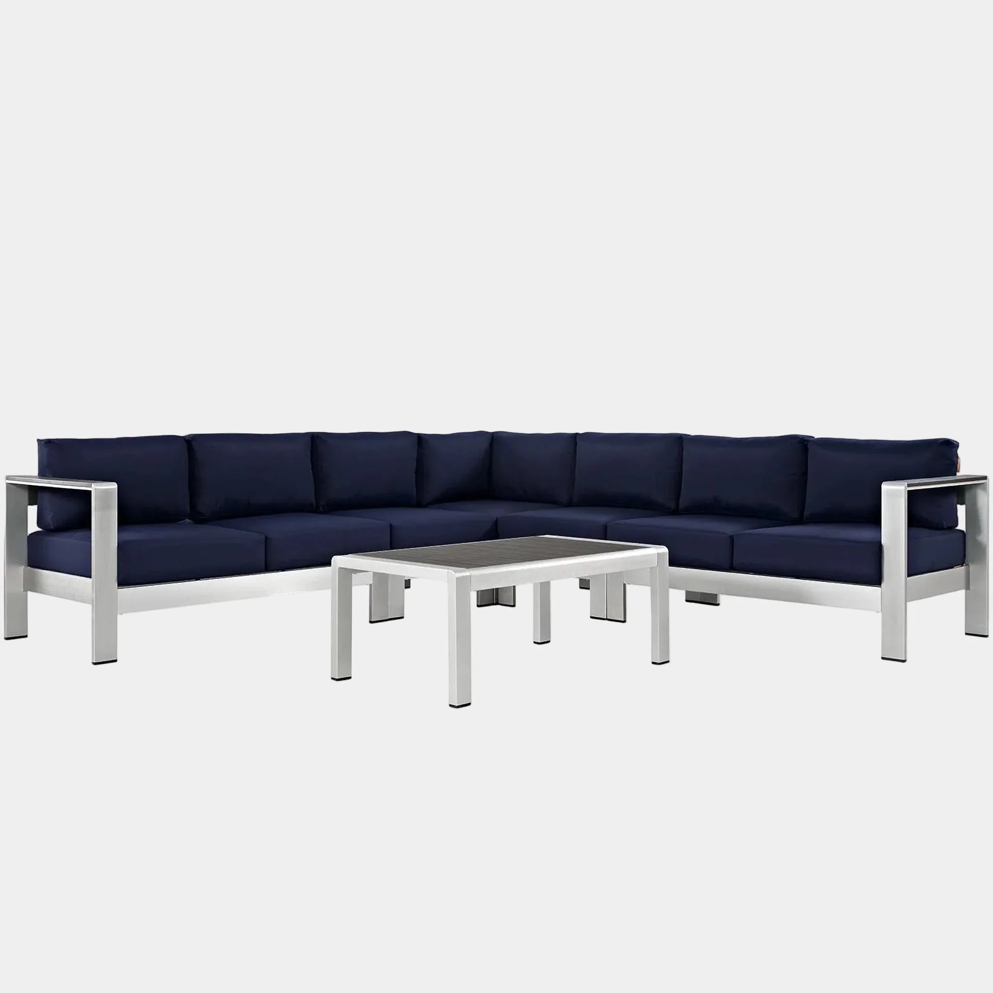 Shore 6 Piece Outdoor Aluminum Sectional Sofa Set