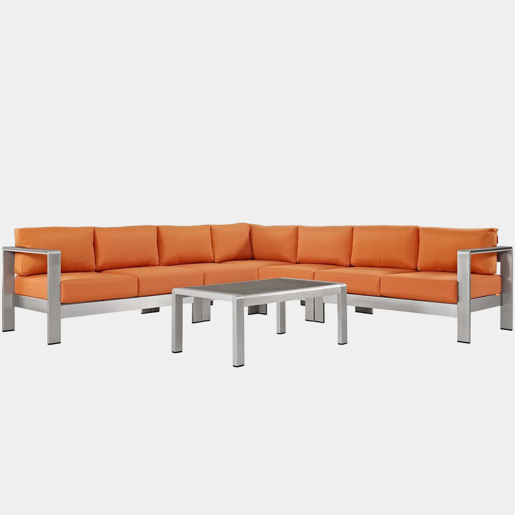 Shore 6 Piece Outdoor Aluminum Sectional Sofa Set