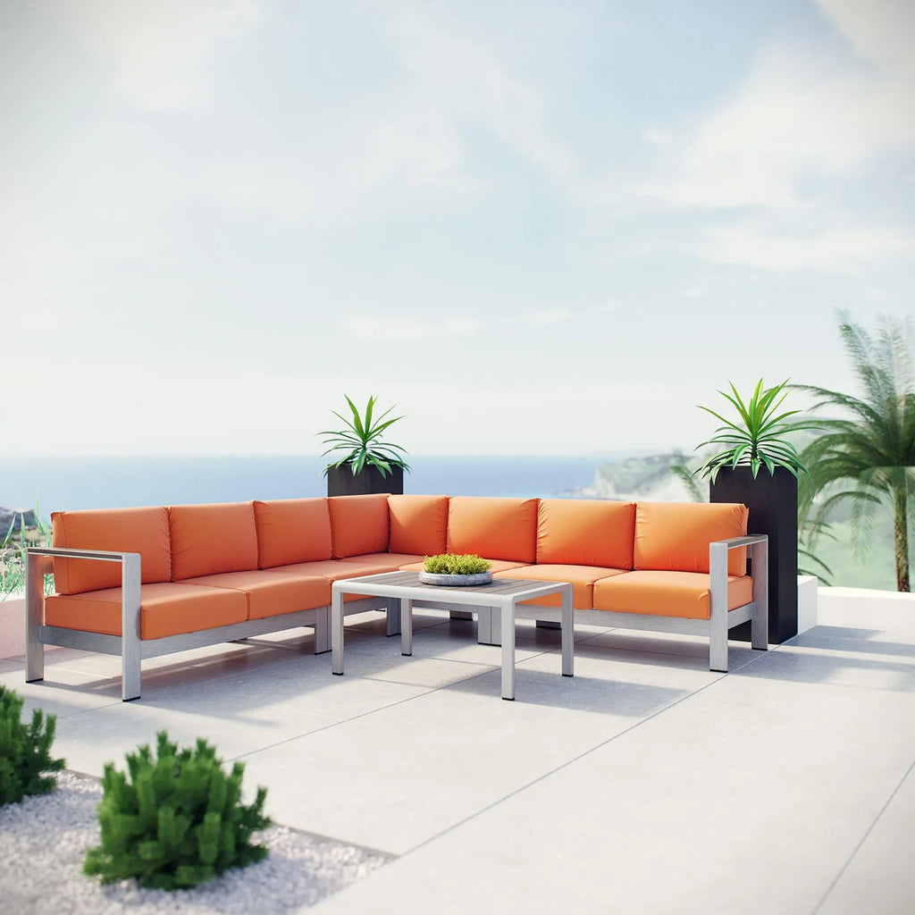 Shore 6 Piece Outdoor Aluminum Sectional Sofa Set